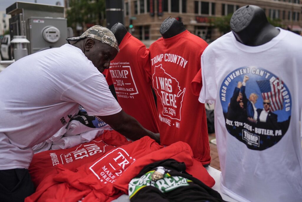Election 2024 RNC Vendor selling shirts outside of RNC