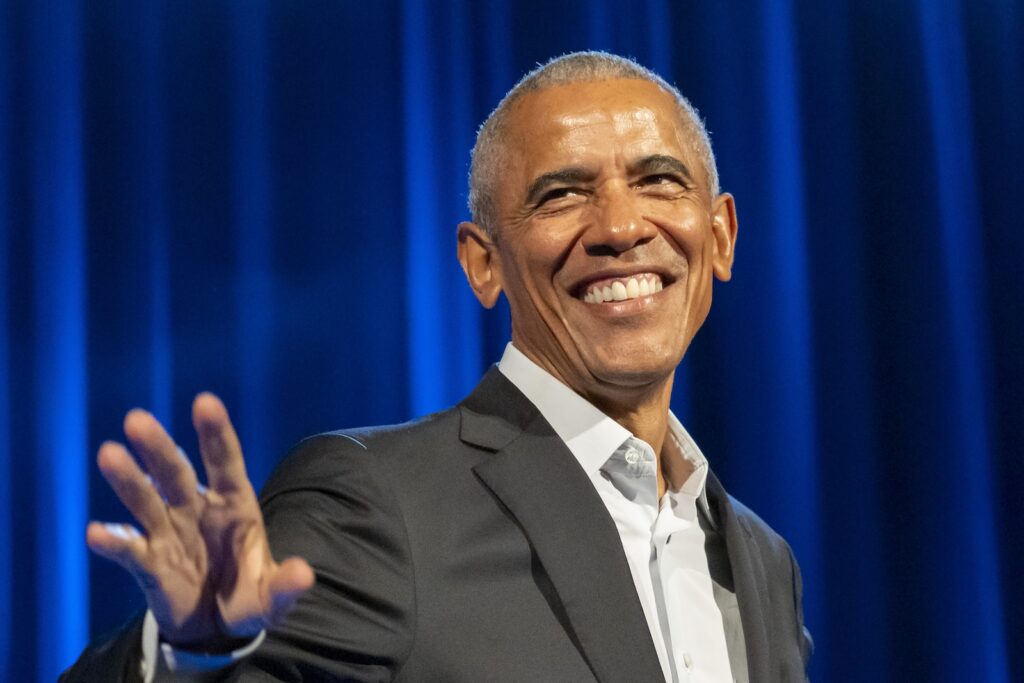 Joe BidenBarack Obama Former President Barack Obama, with President Joe Biden and Bill Clinton, participates in a fundraising event with Stephen Colbert at Radio City Music Hall, Thursday, March 28, 2024, in New York