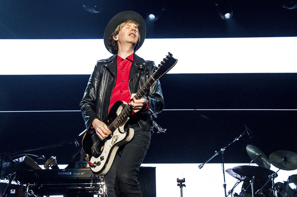 Beck performs at the 2016 KROQ Almost Acoustic Christmas at The Forum on Sunday, Dec. 11, 2016, in Inglewood, Calif. He will play with the Philadelphia Orchestra on Thursday. (Photo by Amy Harris/Invision/AP)