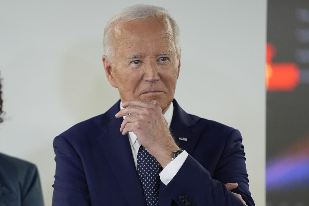 Biden Excessive Heat President Joe Biden listens during a visit to the D.C. Emergency Operations Center, Tuesday, July 2, 2024, in Washington. (AP Photo/Evan Vucci)