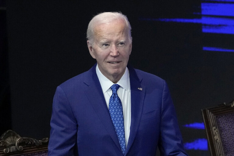 President Joe Biden attends a church service at Church of God in Christ, Sunday, July 7, 2024, in Philadelphia (AP Photo/Manuel Balce Ceneta)