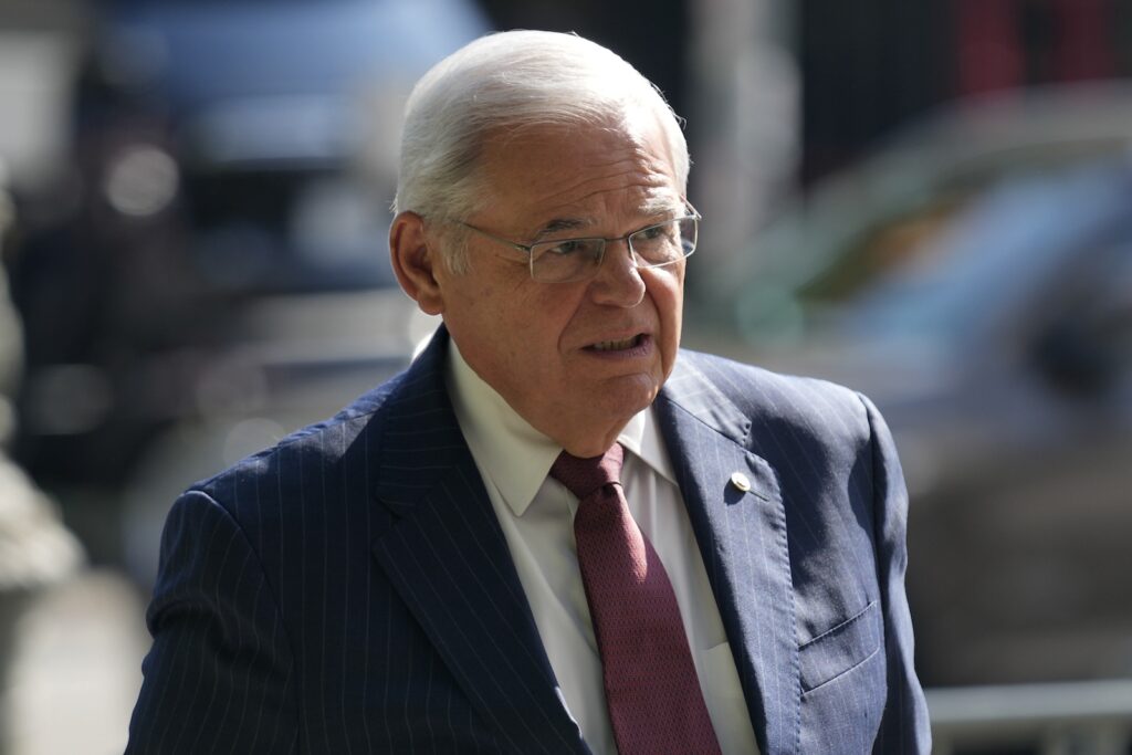 Bob Menendez Sen. Bob Menendez, D-N.J., enters federal court in New York, Tuesday, July 16, 2024.