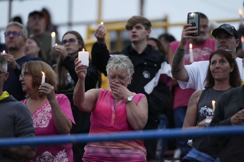 Election 2024 Trump Shooting Family, friends and community attend a candlelight vigil for Corey Comperatore, the former fire chief shot and killed at a weekend rally for former President Donald Trump, Wednesday, July 17, 2024, at Lernerville Speedway in Sarver, Pa.