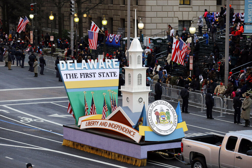 Inaugural Parade The Delaware Home State Float rolls during the 57th Presidential Inaugural Parade on Pennsylvania Avenue, Monday, Jan. 21, 2013 in Washington. (AP Photo/Alex Brandon)