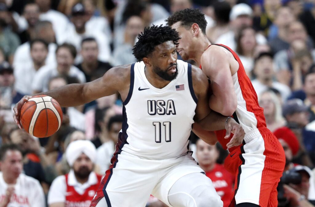 embiid-team-usa-ap-2024-07-23 Joel Embiid during a game