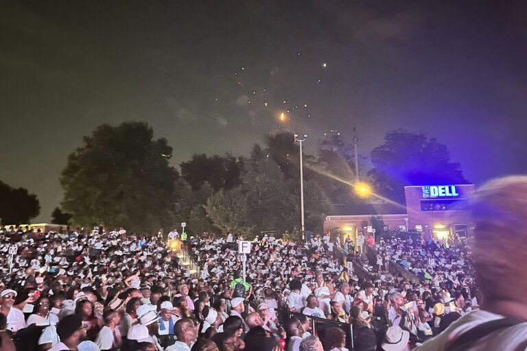 Fans enjoy the final Frankie Beverly show in Philadelphia, ''Farewell and I Wanna Thank You,'' at the Dell Music Center July 6, 2024. (Amanda Fitzpatrick/WHYY News)