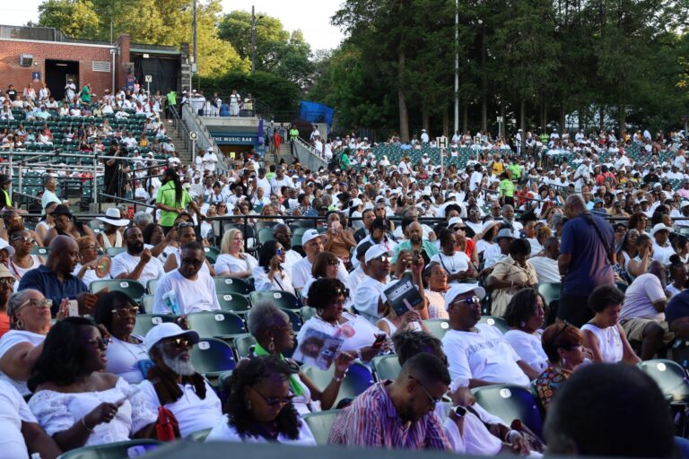 Fans enjoy the final Frankie Beverly show in Philadelphia, ''Farewell and I Wanna Thank You,'' at the Dell Music Center July 6, 2024. (Amanda Fitzpatrick/WHYY News)