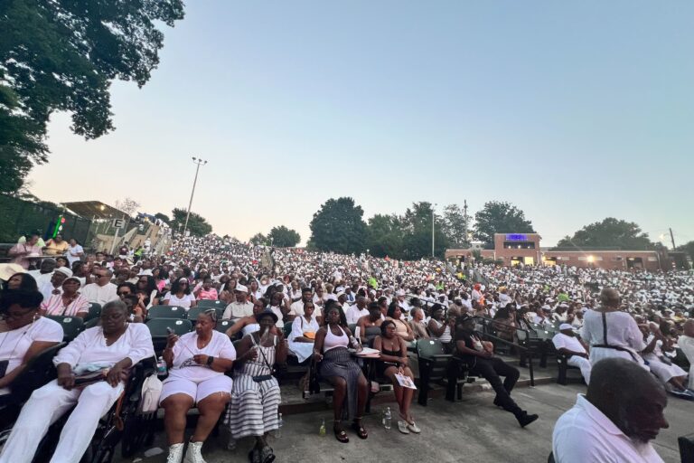 Fans enjoy the final Frankie Beverly show in Philadelphia, ''Farewell and I Wanna Thank You,'' at the Dell Music Center July 6, 2024. (Amanda Fitzpatrick/WHYY News)