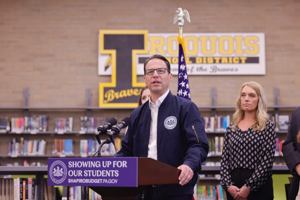 josh-shapiro-schools-spotlight-commonwealth-2024-07-26-1 Josh Shapiro speaking at a podium