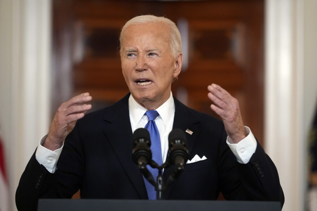Joe Biden President Joe Biden speaks in the Cross Hall of the White House Monday, July 1, 2024, in Washington.