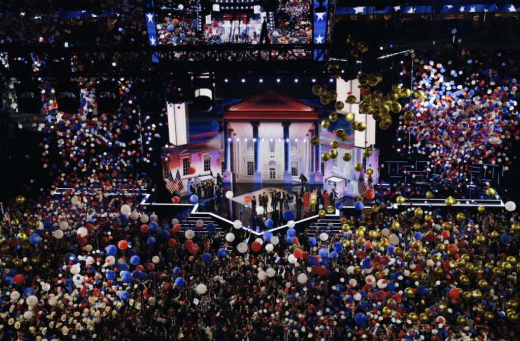republican-national-convention-2024-071924 Balloons drop as the final day of the Republican National Convention ends.