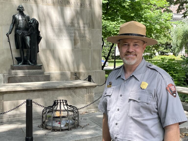 Steve Sims, head of Independence National Historic Park, at Washington Square Park in Philadelphia.
