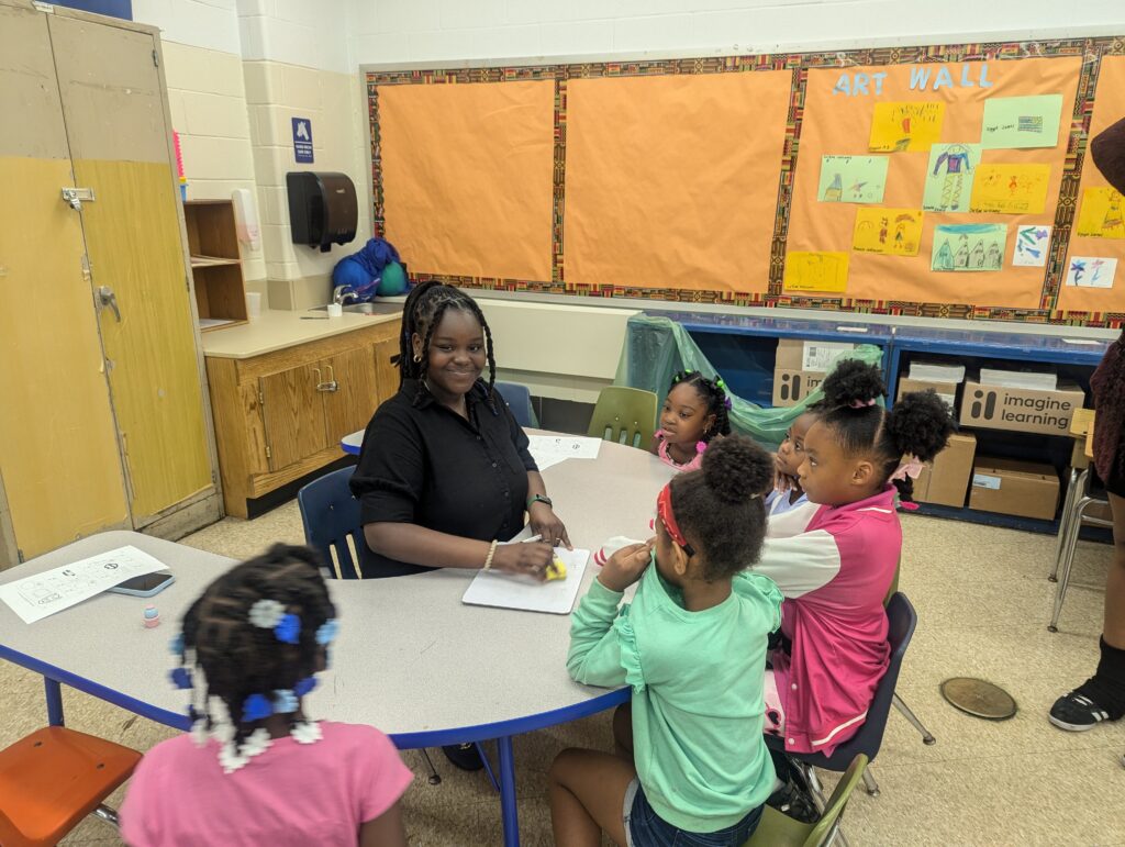 tsyon-Brown-Freedom-Schools-Literacy-Academy Tsyon Brown is an apprentice teacher in the Freedom Schools Literacy Academy at Mary McLeod Bethune School in North Philadelphia. (Stephen Williams/WHYY)
