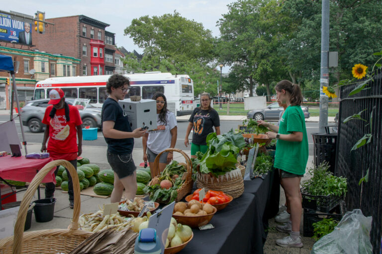 people shopping at the farmer's market