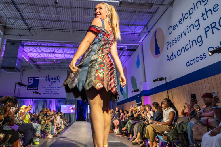 a model walks the runway