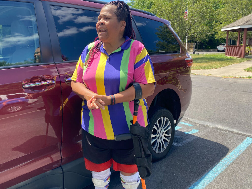 1200, Patrice 2 After Patrice Jetter, who has cerebral palsy, used GoFundMe to buy an accessible van, she lost her Section 8 housing and Medicaid. (WHYY/Nichole Currie)