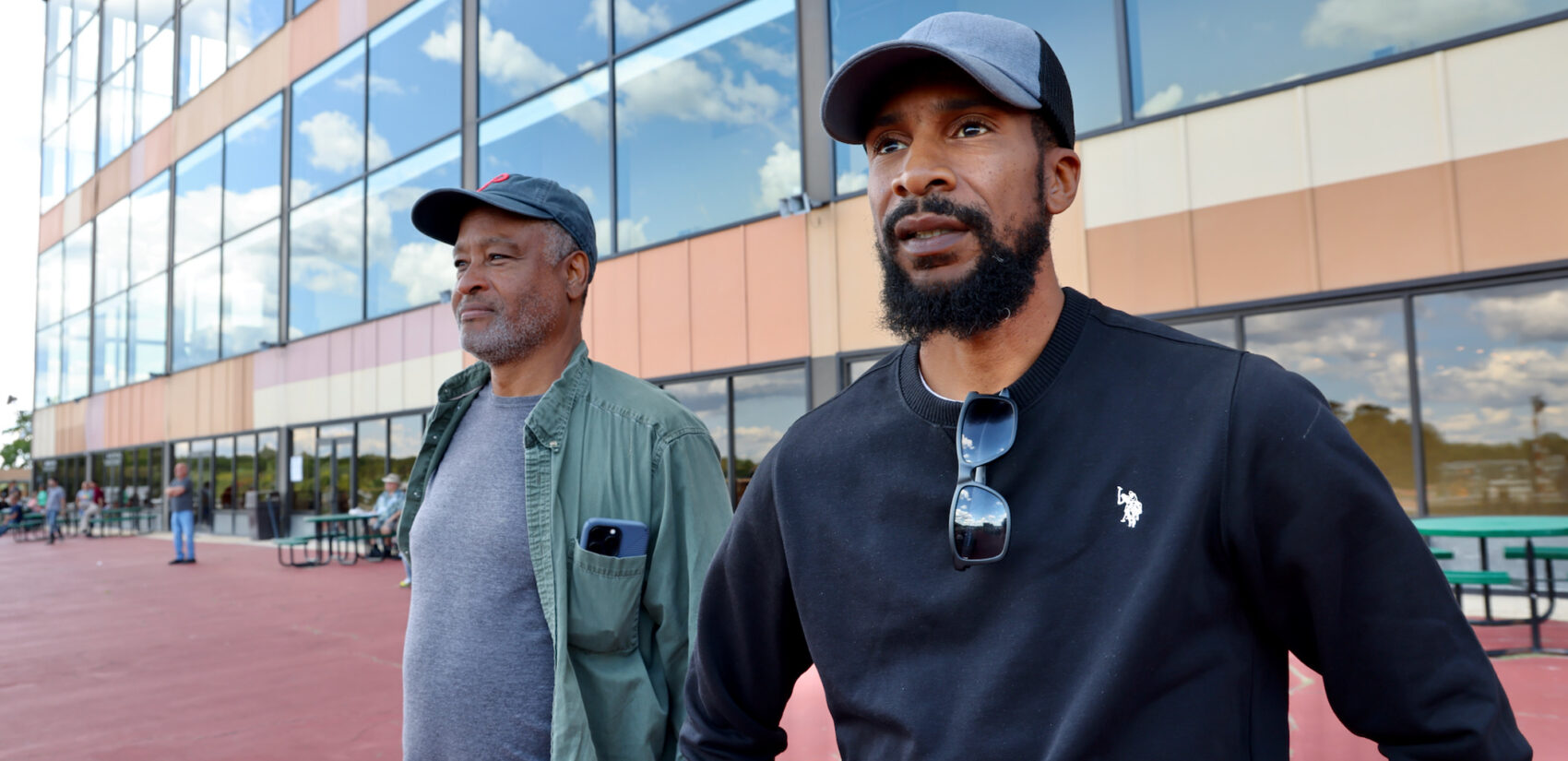 Photographer Ron Tarver (left) and horse trainer Jordan Bullock