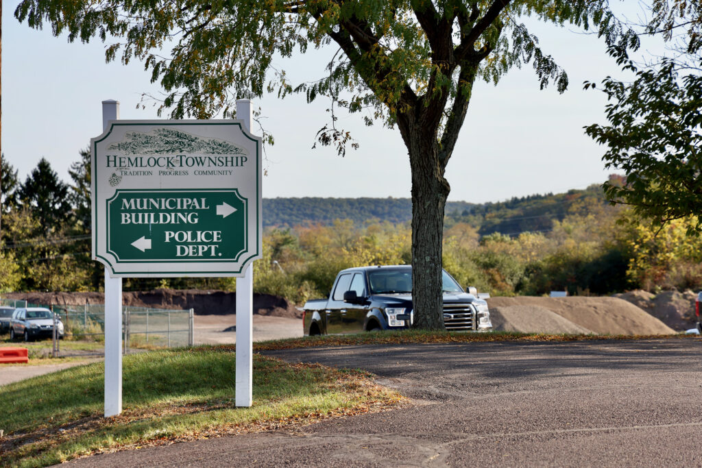 road sign in Hemlock Township