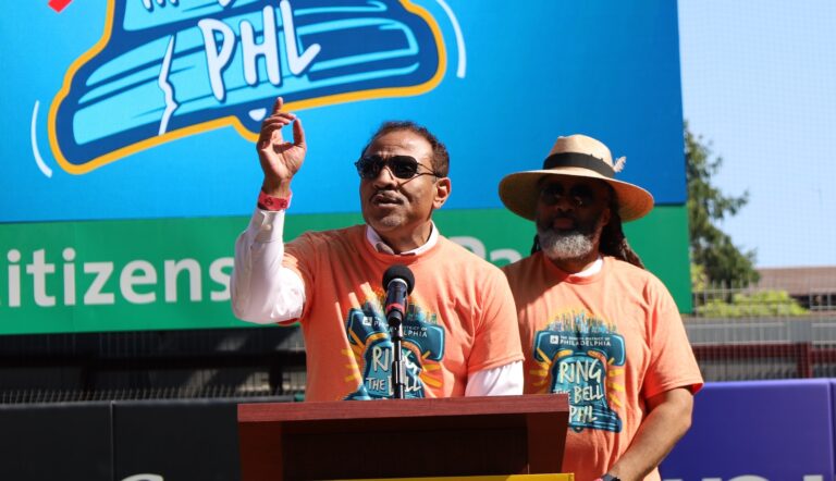School District of Philadelphia Superintendent Tony Watlington speaks at Ring the Bell event at Phillies Citizens Bank Park on Aug. 13, 2024