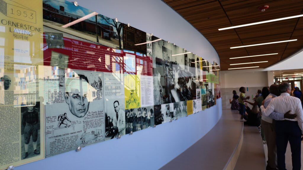 The history wall inside the Maurice Pritchett Sr. Academy
