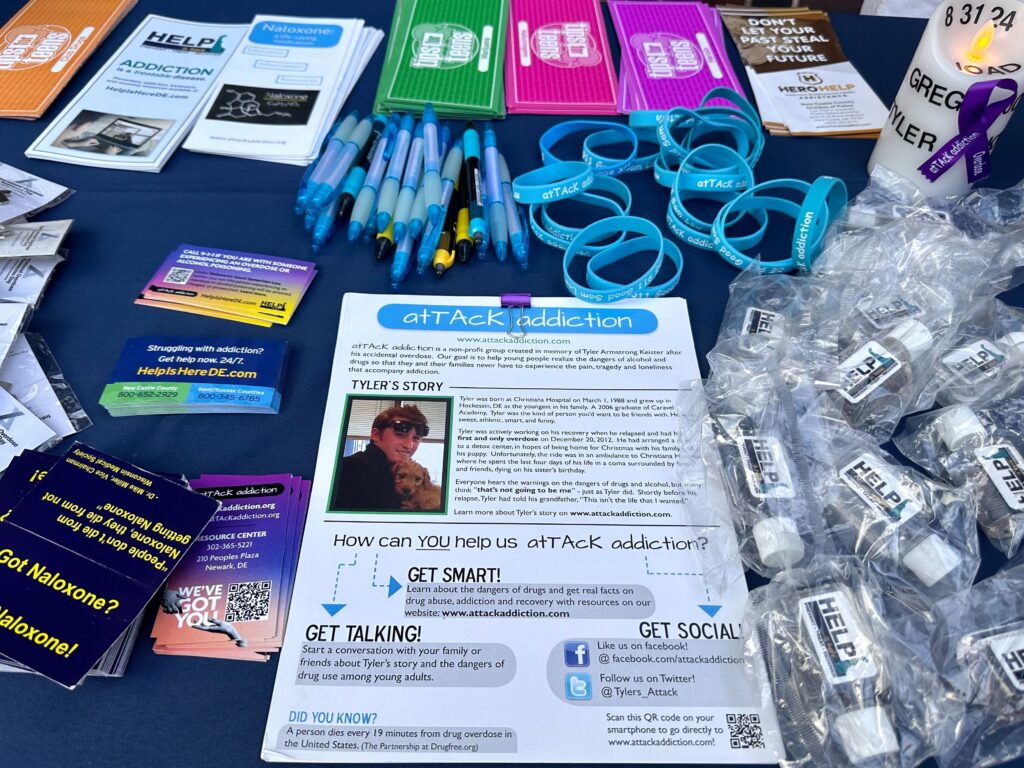 The table set up for aTAck addiction at University of Delaware