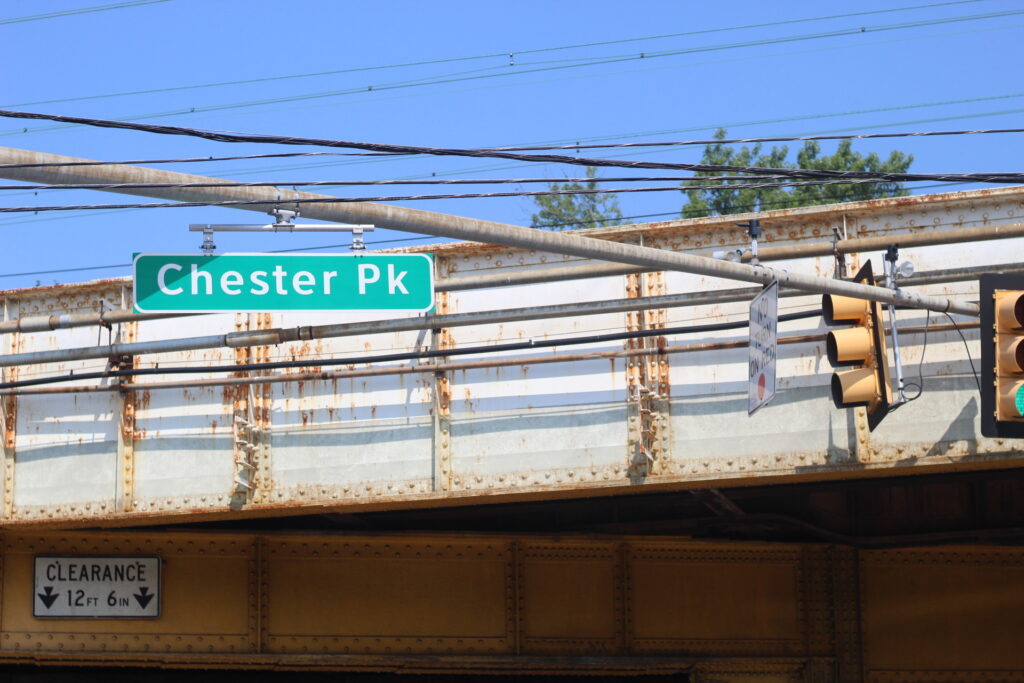 chester-pike-delaware-county a street sign for Chester Pike