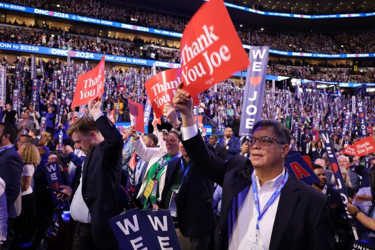Attendees of the Democratic National Convention's first night (Carmen Russell-Sluchansky/WHYY News)