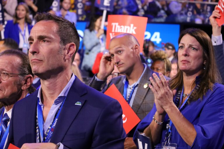 Attendees of the Democratic National Convention's first night (Carmen Russell-Sluchansky/WHYY News)