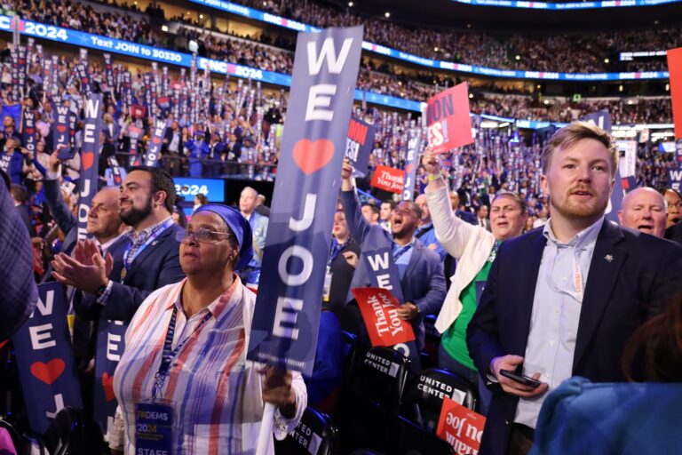 Attendees of the Democratic National Convention's first night (Carmen Russell-Sluchansky/WHYY News)
