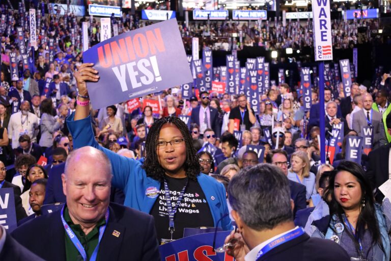 Attendees of the Democratic National Convention's first night (Carmen Russell-Sluchansky/WHYY News)