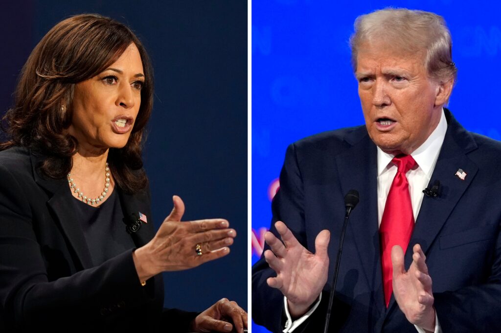 kamala-harris-donald-trump-debating Kamala Harris and Donald Trump