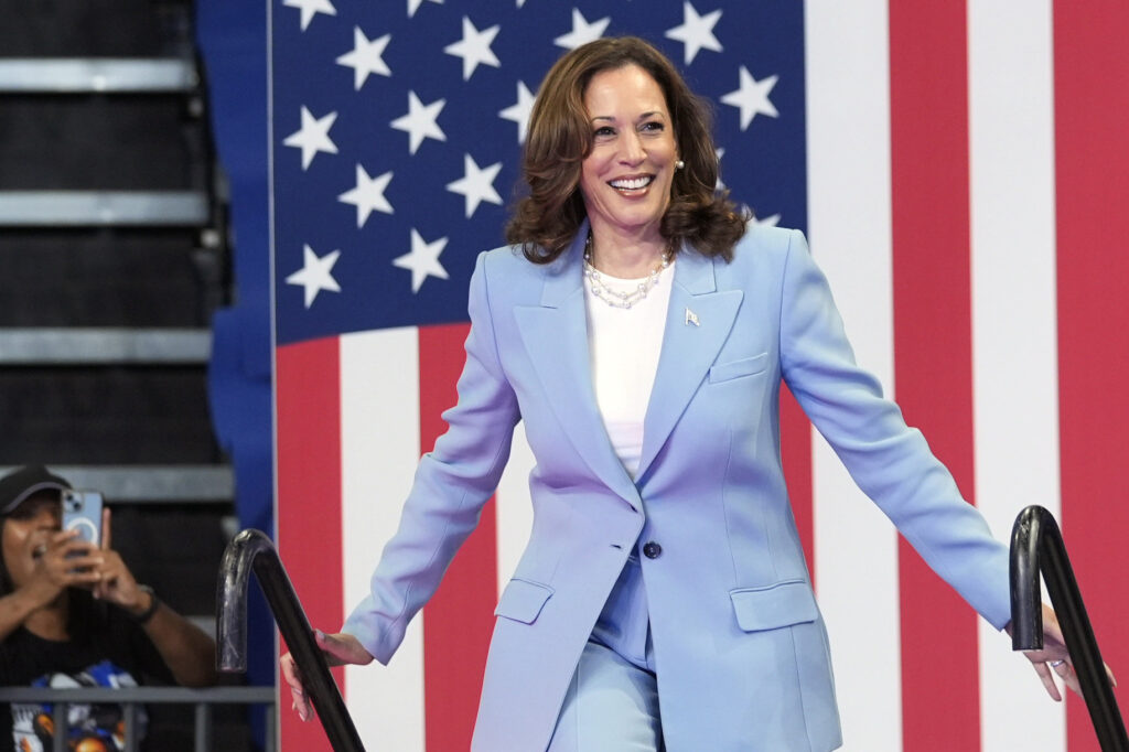 Kamala Harris Vice President Kamala Harris arrives to speak during a campaign rally, July 30, 2024, in Atlanta.