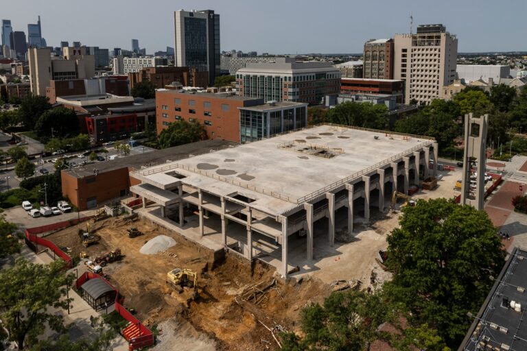 the former Paley Library under construction