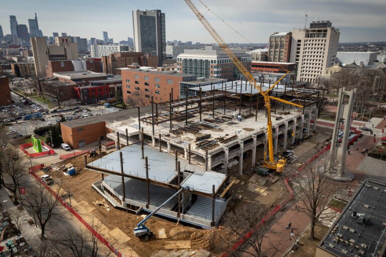 the former Paley Library under construction