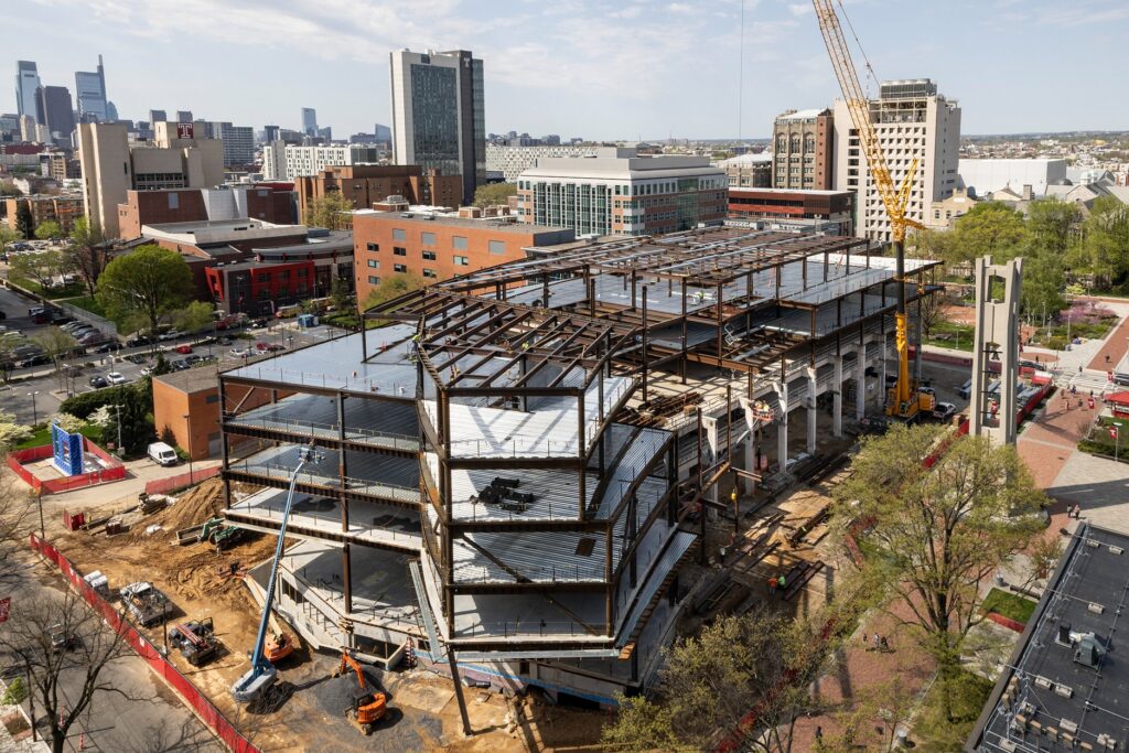 the former Paley Library under construction
