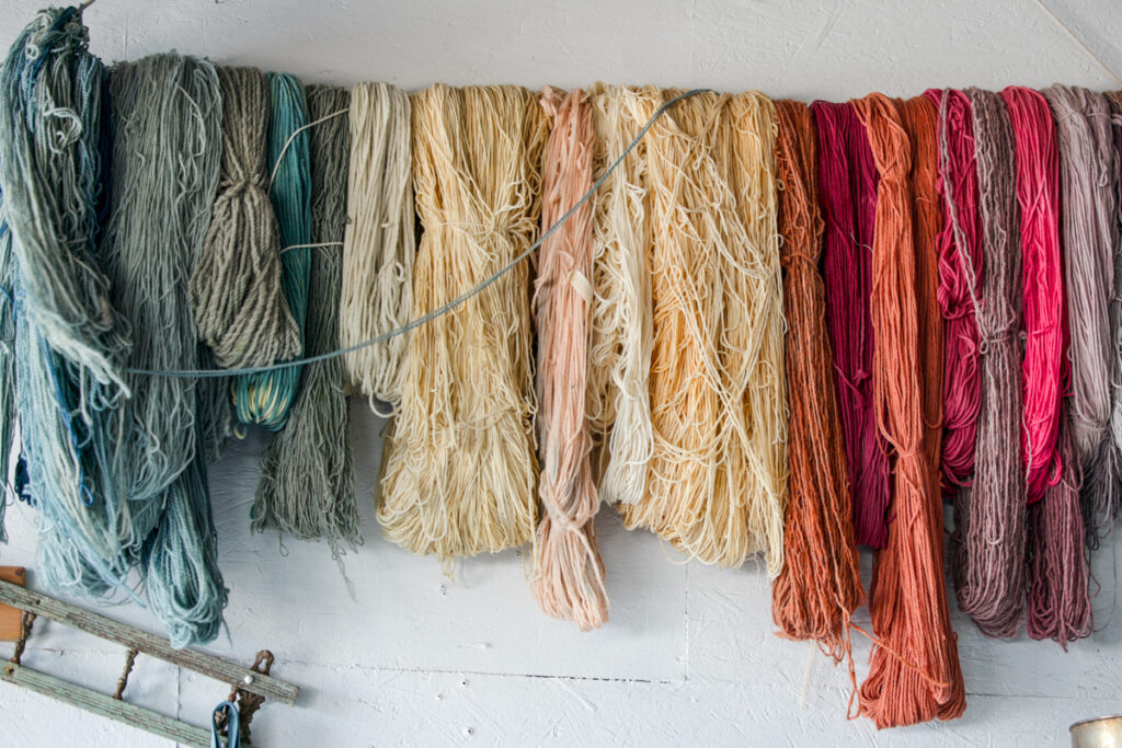 08 24 2024 k paynter green matters dye company-2 A selection of yarn hanging