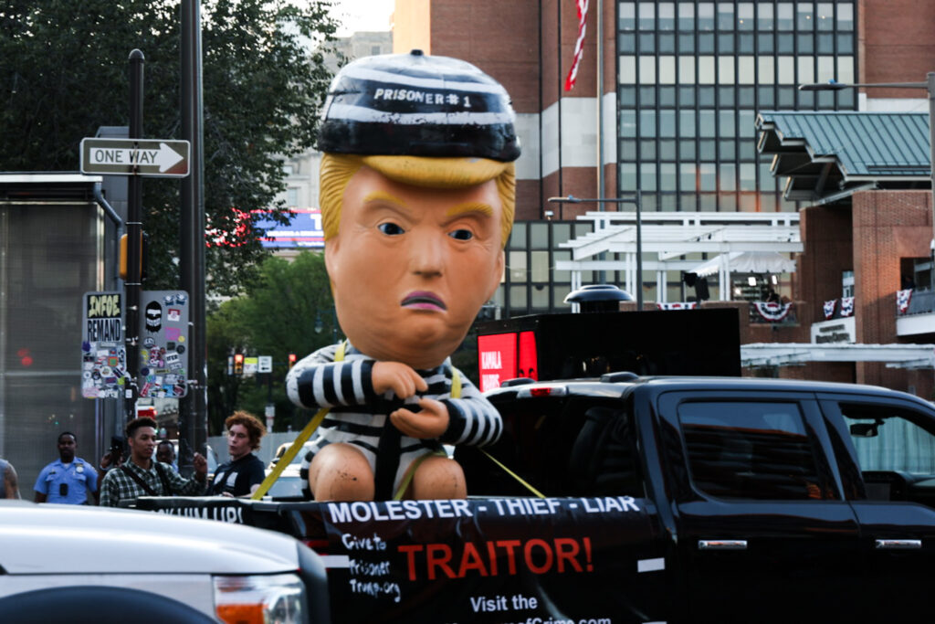 Inflatable Donald Trump at the protest