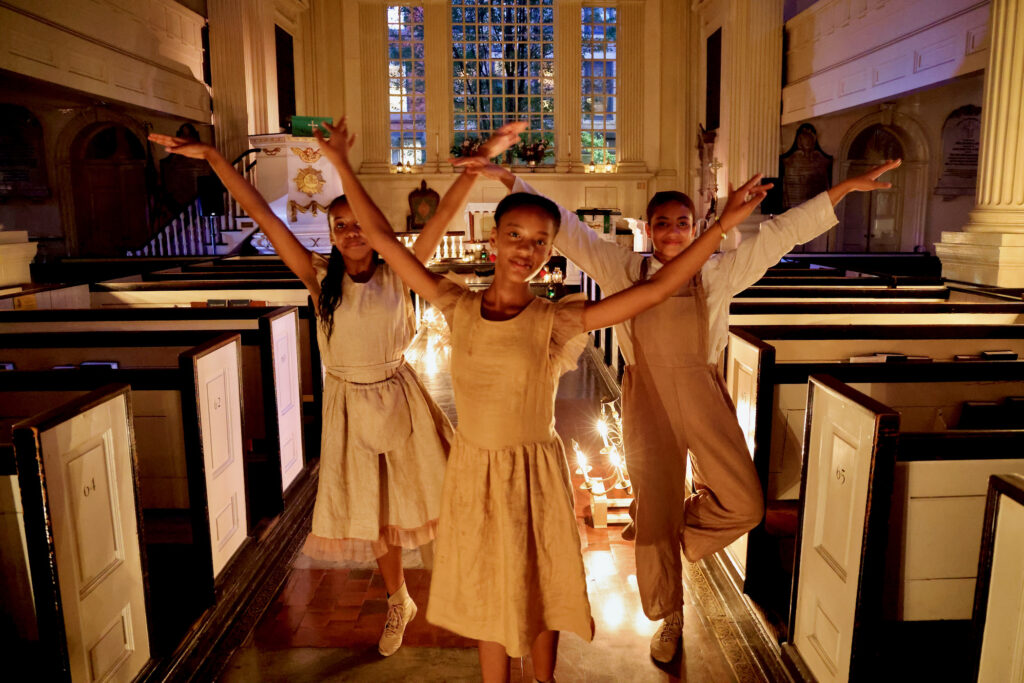 2024 09 03-e lee-phiadelphia christ church-on buried ground children Young dancers portray enslaved children in the dance-theater production, ''On Buried Ground.''