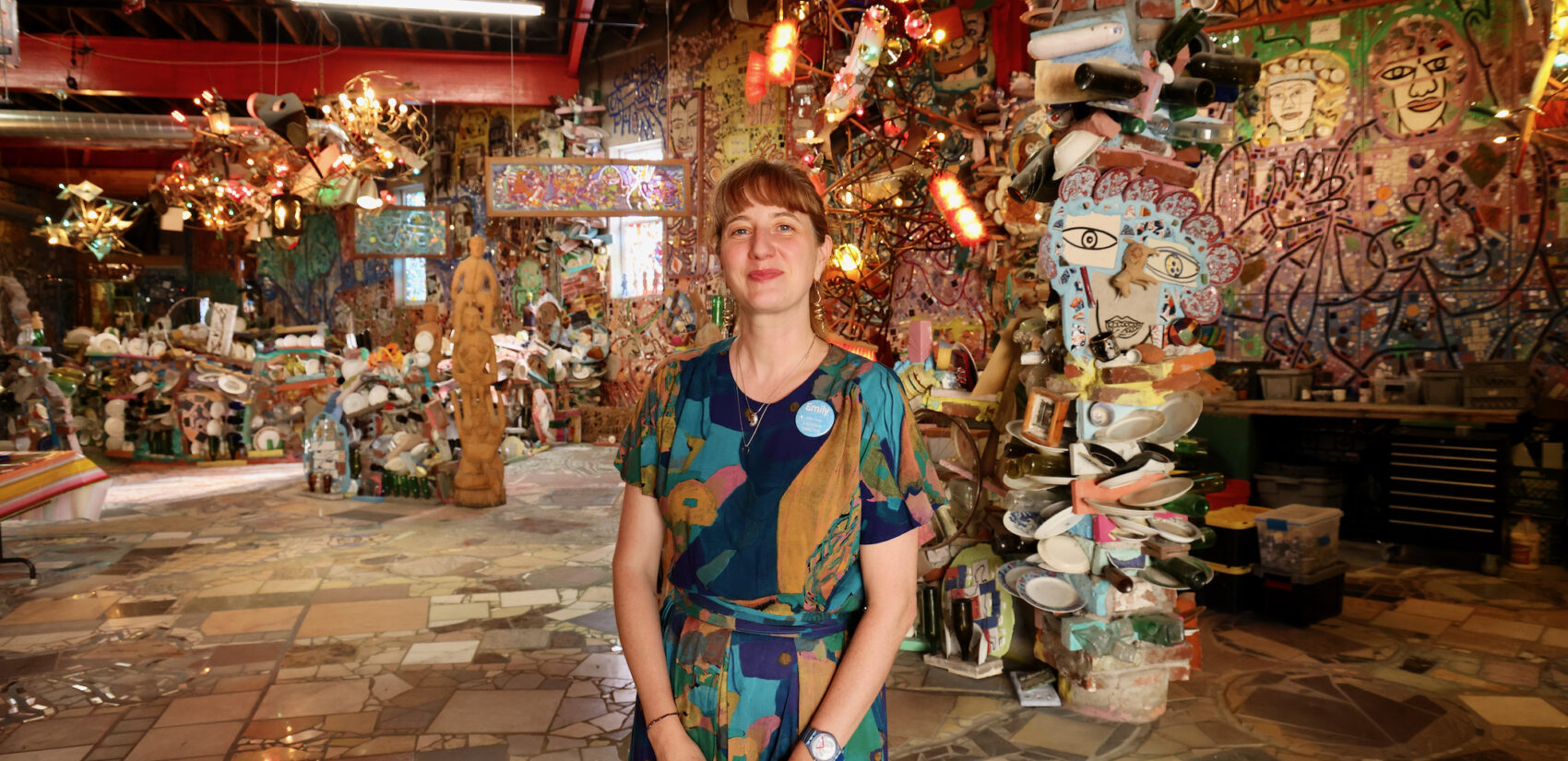 Magic Gardens Executive Directo Emily Smith stands in the nonprofits new Philadelphia location