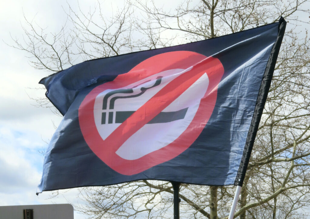 Atlantic City Casino Smoking A flag with an anti-smoking symbol on it