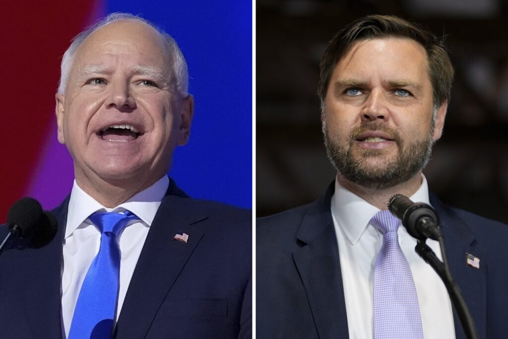Election 2024 Debate Tim Walz and JD Vance