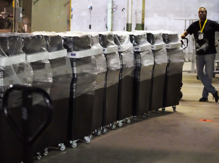 voting machines in a warehouse