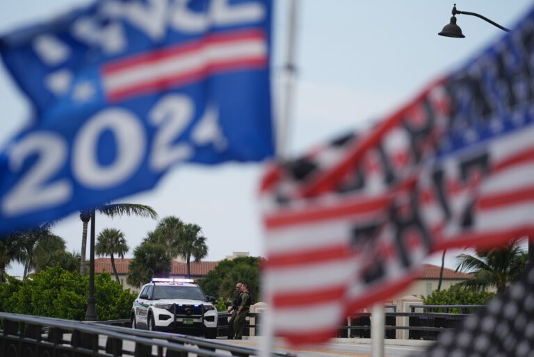 Police patrol beside Mar-a-Lago estate