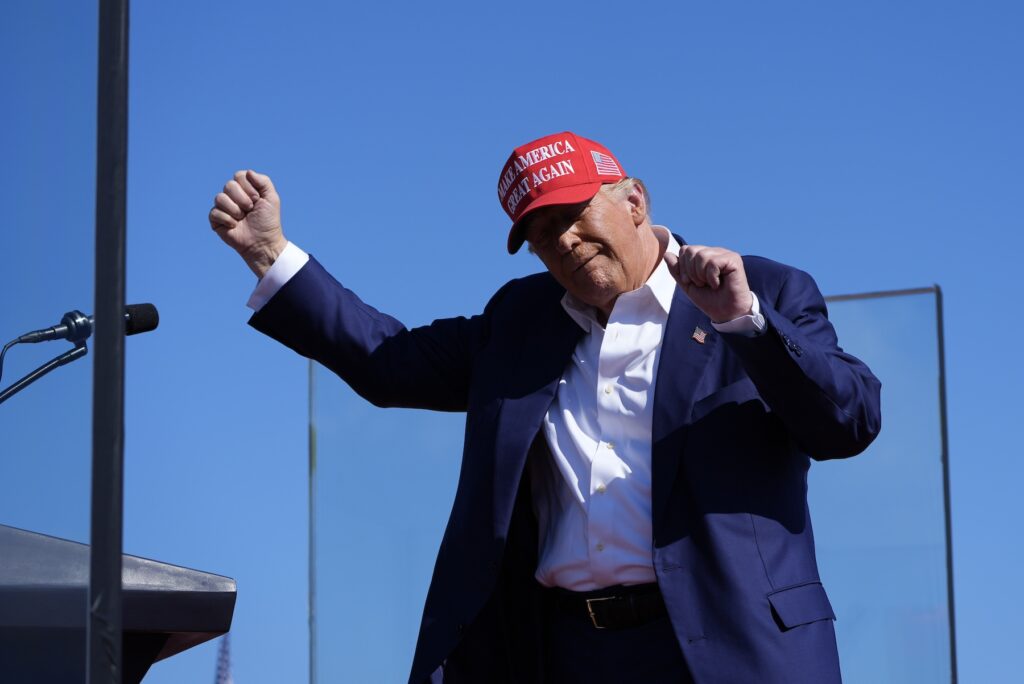 Election 2024 Trump Former President Donald Trump dances