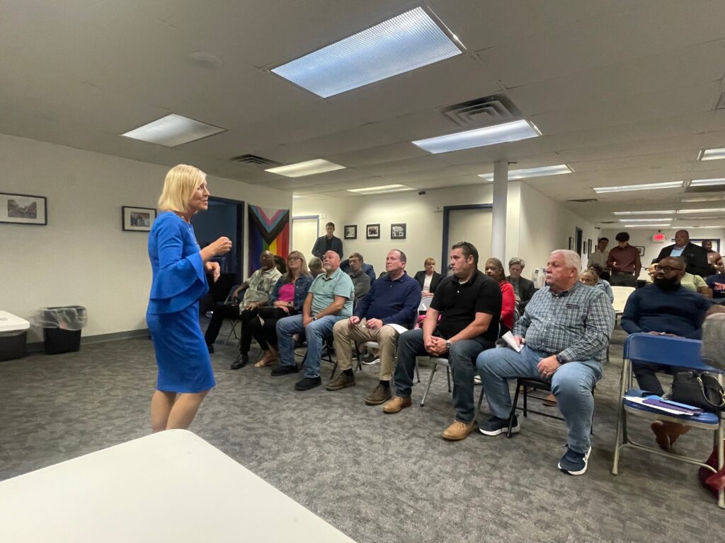 Lt. Gov. Hall-Long speaks to people sitting