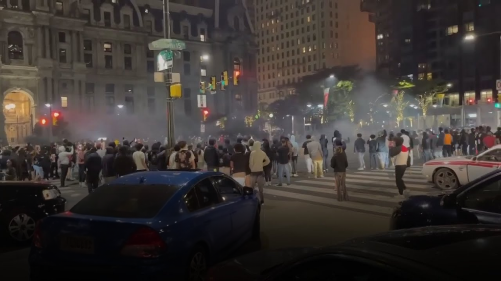 cars Crowds gather for an illegal car meet-up in the city where large crowds of people took over multiple streets and intersections