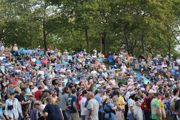 Thousands attended the XPoNential Music Festival over the weekend at the Wiggins Waterfront Park in Camden, getting to witness many acts including The Walkmen, Rosanne Cash, and Guster. (Cory Sharber/WHYY)