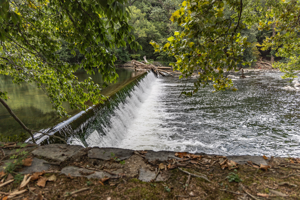 a view from the side of the dam