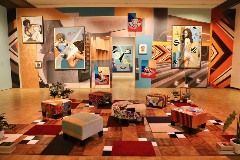 ''Mickaline Thomas: All About Love'' at the Barnes Foundation features about 50 works by the Camden-born artist, who also designed the furnishings for the exhibit. (Emma Lee/WHYY)