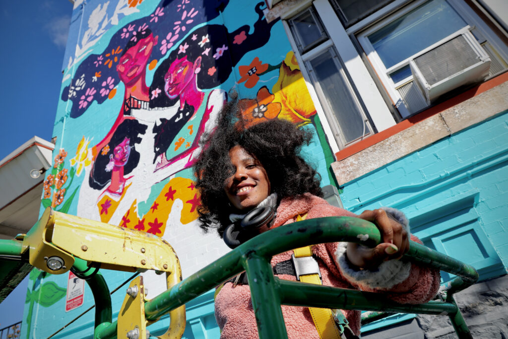 2024 10 16-e lee-tai corriente baucom-philadelphia 57th and walnut-pilly votes mural artist The